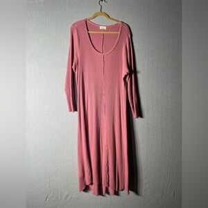 Anthropologie T.La Pink Long Sleeve Ribbed Dress